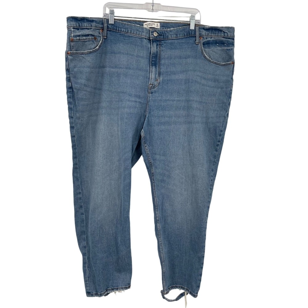 Abercrombie & Fitch Ankle Straight Jeans Womens 24W Blue Ultra High Rise Raw